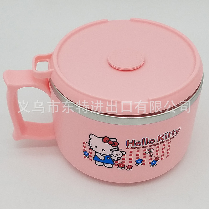 Factory direct sales of stainless steel 304 lunch boxes, cartoon covered instant noodle bowls, insulated fast food cups, heat-resistant student lunch boxes detail image 2