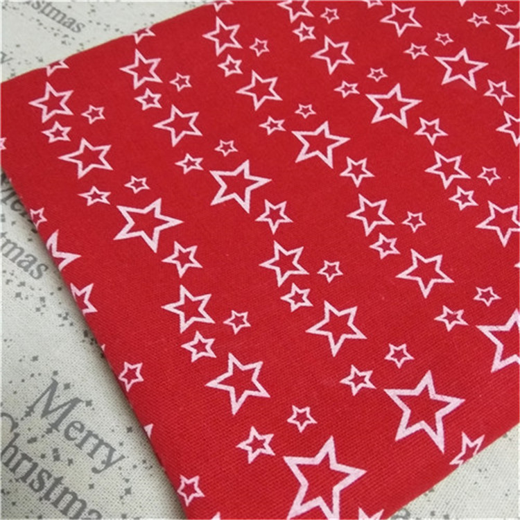 厂家直销 帆布印红底白五星花适用于桌布 抱枕 柳编工艺品里子