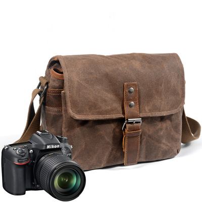 Manufactor Direct selling new pattern outdoors Camera bag Digital Monosyllabic reaction Professional Waterproof Oil Wax canvas camera bag Micro single Shoulder bag