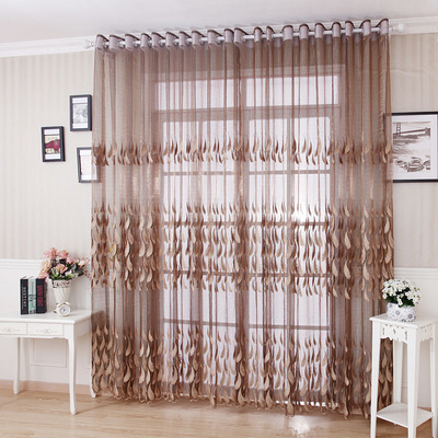 批發進口土耳其高檔別墅客廳羽毛立體浮雕窗紗繡花窗簾 成品定制