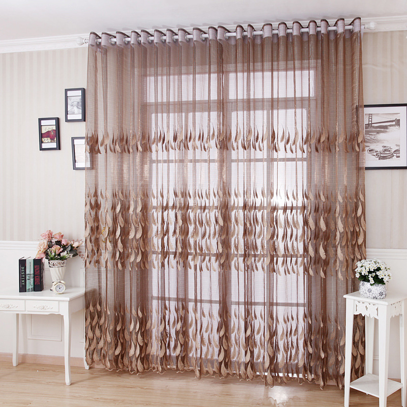 批發進口土耳其高檔別墅客廳羽毛立體浮雕窗紗繡花窗簾 成品定制