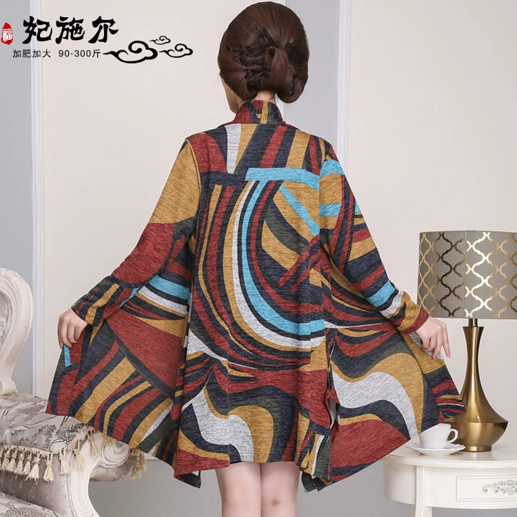 2010, весенне-осенний свитер с шалью для полных мам, кардиган, настоящая ткацкая рубашка для женщин среднего и пожилого возраста, пальто больших размеров
