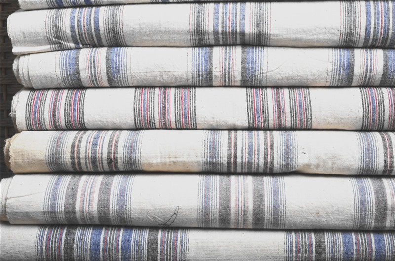 稀少老上海农村手织白底宽条纹土布粗布床单面料舒服环保健康耐用