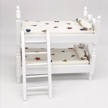 :2娃娃屋迷你家具儿童房场景木质双层床玩具叠床批发