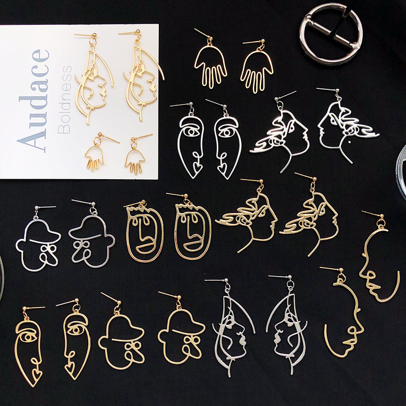 1 Pair Fashion Human Face Metal Plating Women's Drop Earrings display picture 1