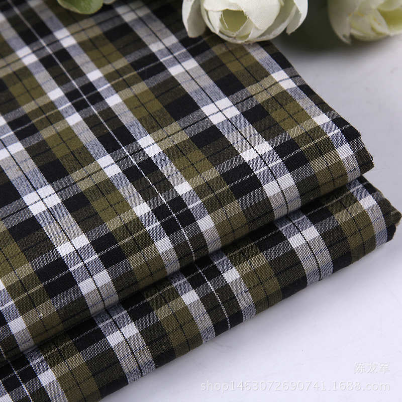 【厂家供应】涤麻棉色织衬衫面料 男士衬衫服装面料 现货批发