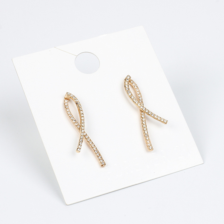 5g Weight Earrings Classification Anniversary, Business, Wedding, Travel, Birthday Occasion Alloy Material Women'S Gender Gold, Silver Color New Korean Line Rhinestone Trendy Simple Earrings 2
