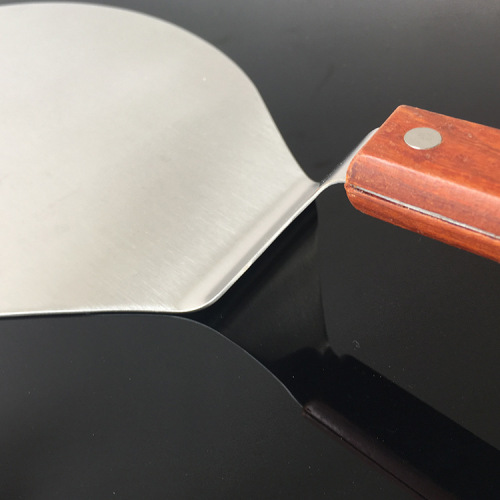 Source factory goods pizza shovel large round wooden handle stainless steel transfer shovel pizza shovel baking tool