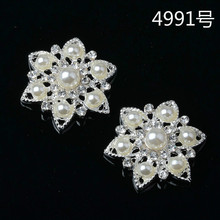韓版飾品配件花朵珍珠diy發飾配件現貨批發花盤鑽扣廠家直銷4991
