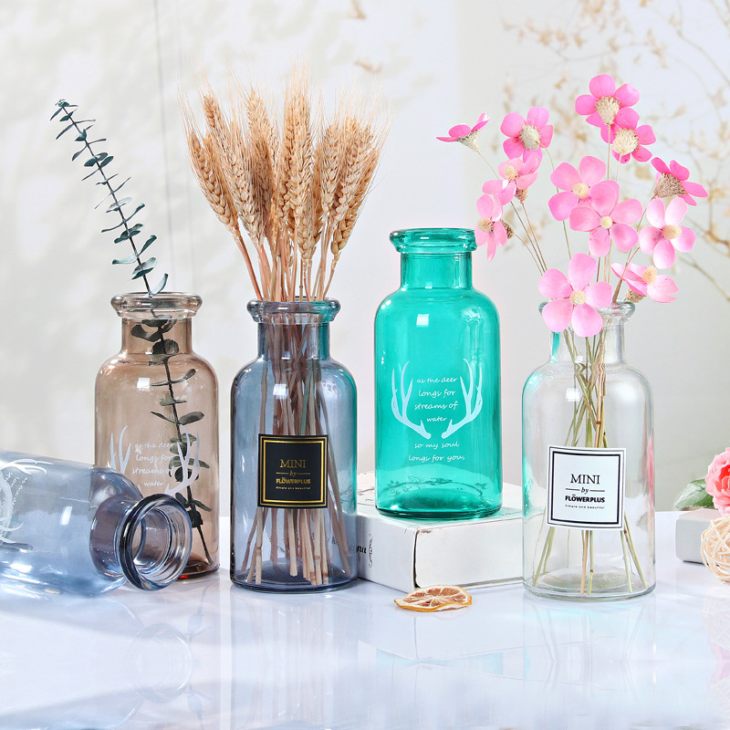 批发ins北欧风试剂花瓶玻璃干花透明满天星装饰花器摆设摆件