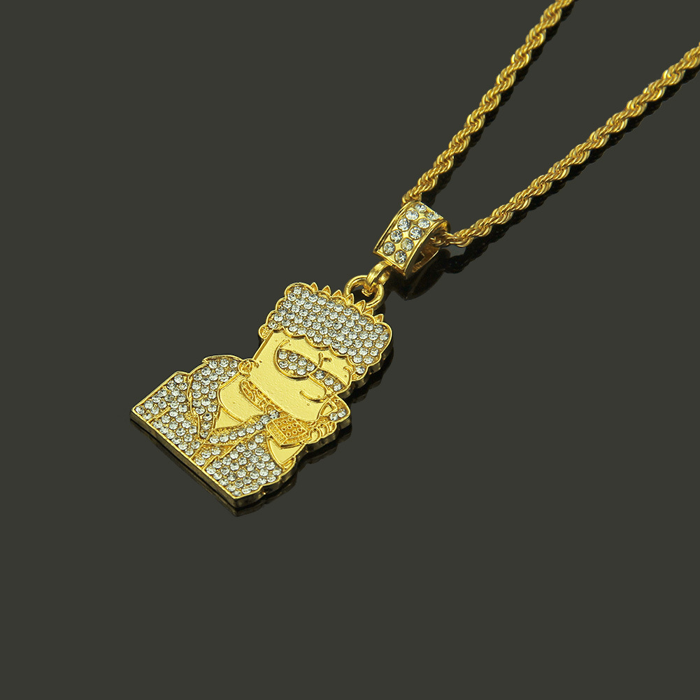 Wholesale Hip Hop Rapper Jewelry Necklace Full Rhinestone Alloy Present
