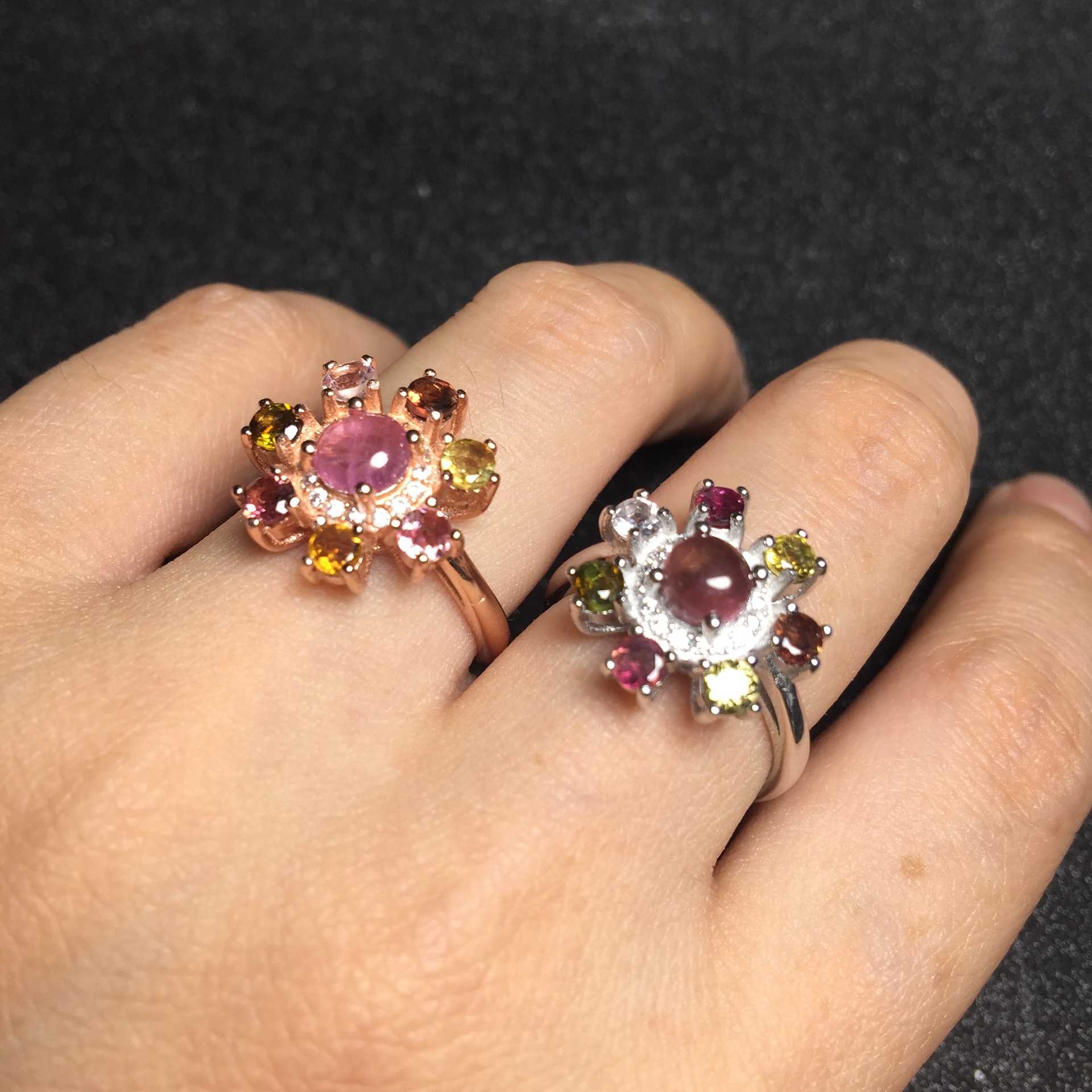 Simple Style Oval Flower Sterling Silver Inlay Natural Stone Rings 1 Piece