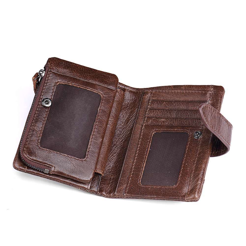 工厂货源男士钱包真皮短款皮夹活动拉链零钱包拼接手拿包一件代发