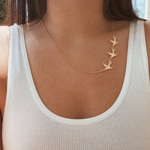 New European and American Cross-Border Jewelry Fashion Three Peace Dove Pendant Necklace Retro Simple Bird Clasp Necklace for Women