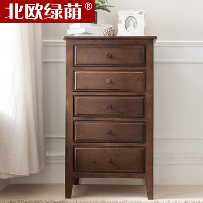 廠家直銷 北歐紅橡木五鬥櫃 實木五鬥櫃 美式鄉村臥室家具五鬥櫃
