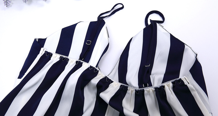 striped sexy silk pajamas three-piece set NSMR7787