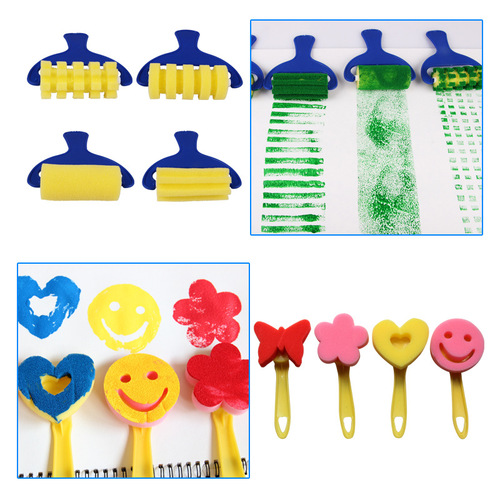 Cross-border painting 29 set kindergarten painting roller brush graffiti puzzle sponge seal brush children DIY brush
