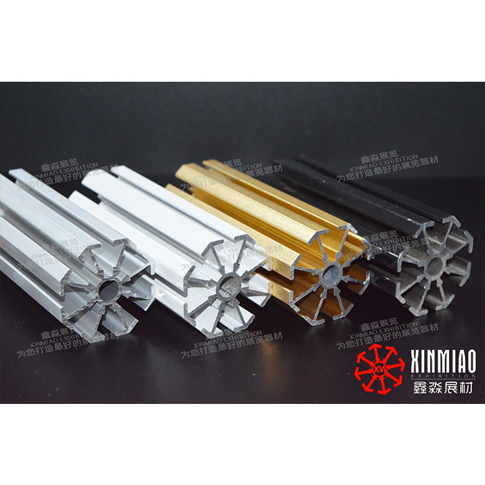 展示架材料白色八棱柱 黑色扁铝 金色五分双槽 银色七分四槽批发