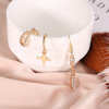 Set, crystal, golden fashionable earrings, jewelry, European style, city style, boho style, Birthday gift