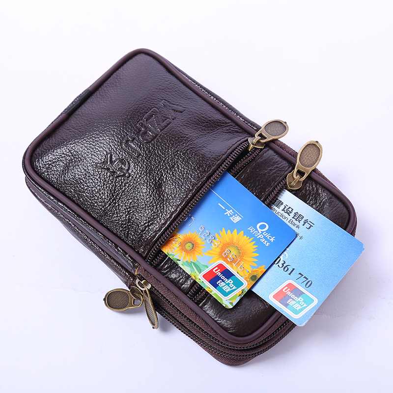 Manufacturers Wholesale Wear Belt New Business Mobile Phone Bag Male Multi-Functional Cowhide Vertical Waist Pack Change Key Wholesale undefined
