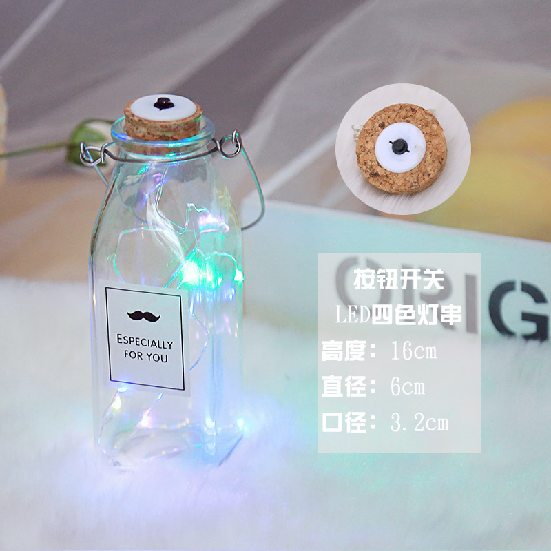 Botella de deseos luminosa botella de vidrio creativa qixi amante graduación regalo Navidad LED deriva botella estrella