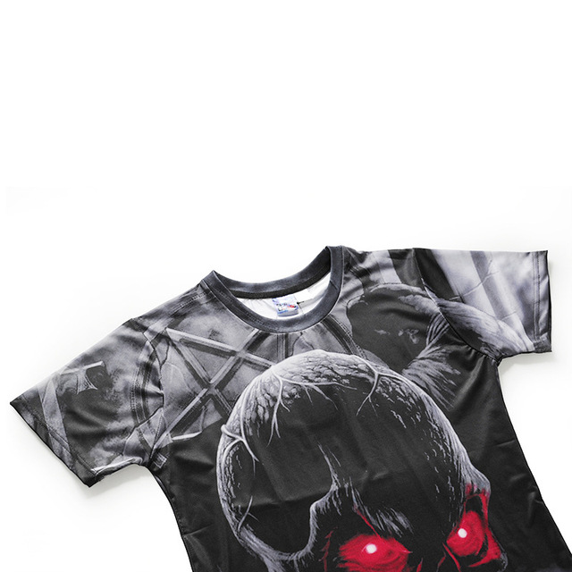 Summer New Dark White Skeleton 3D Printed T-shirt Short-sleeved 