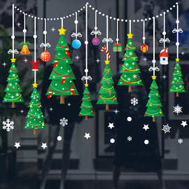 XH6255圣诞墙贴卡通圣诞树橱窗装饰店面玻璃门贴自粘无痕墙贴