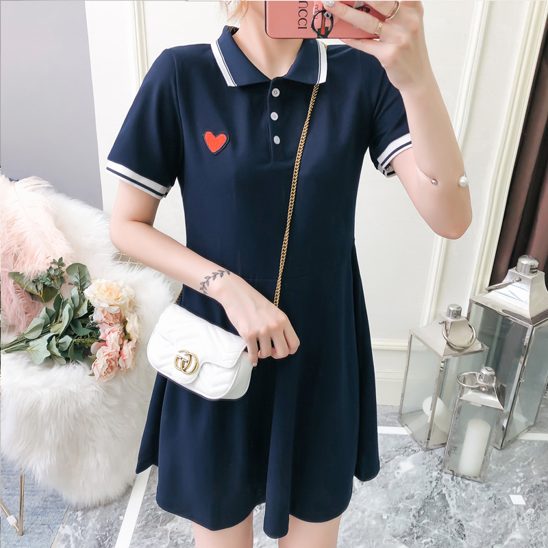 Real shot 2018 fashion Korean Edition summer new pattern Large Women's wear MM200 Self cultivation Lapel Dress