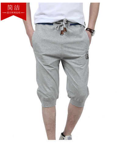 zj6-6 Seven-point Foot-closing Solid Color Sports Pants Knitted Youth breeches with Foot Mouth Multi-color Men's Pants Shorts