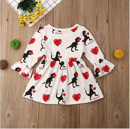Children's dress, megaphone, long-sleeve for St. Valentine's Day, girl's skirt, new collection, A-line, Amazon