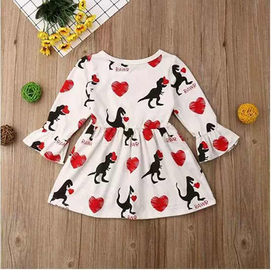 Children's dress, megaphone, long-sleeve for St. Valentine's Day, girl's skirt, new collection, A-line, Amazon