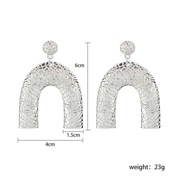 Mode Coréenne Nouvelles Grandes Boucles D&#39;oreilles Géométriques En Forme De U display picture 1