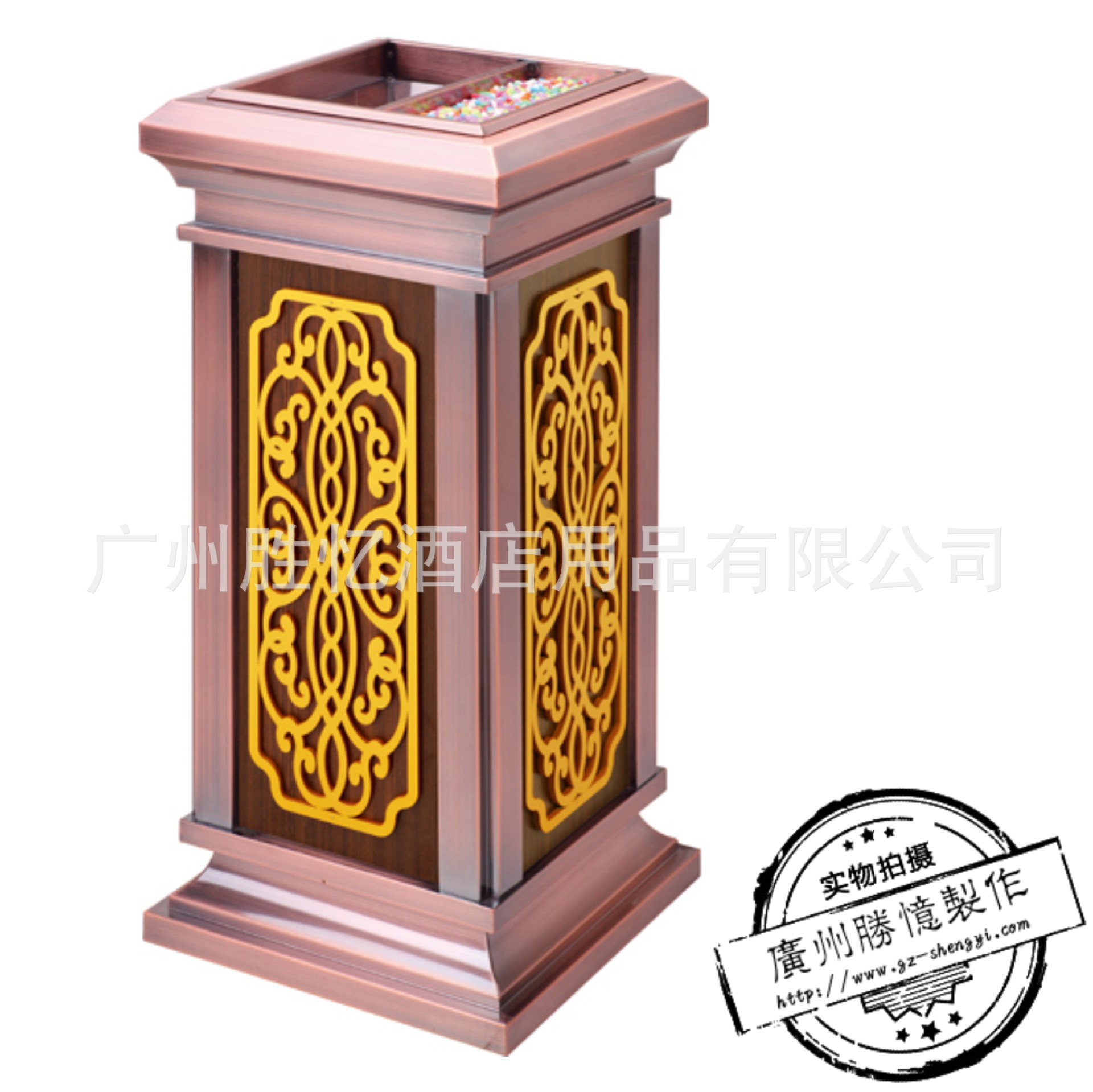 [Manufacturers supply]Royal family Embossing Bronze Paint Leatherwear Ash bucket hotel Lobby Market KTV Trash