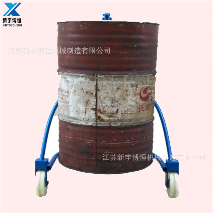 泰兴液压油桶升高车 手推圆桶搬运车 咬嘴式油动装卸运输车