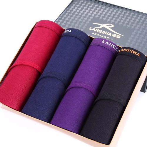LanSha New Men's Bamboo Fiber Triangle Underwear Gift Box Waist Comfortable Panty Breathable Elastic Shorts 