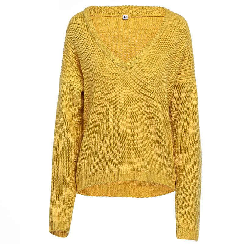 Deep V-Neck Long Sleeve Sweater