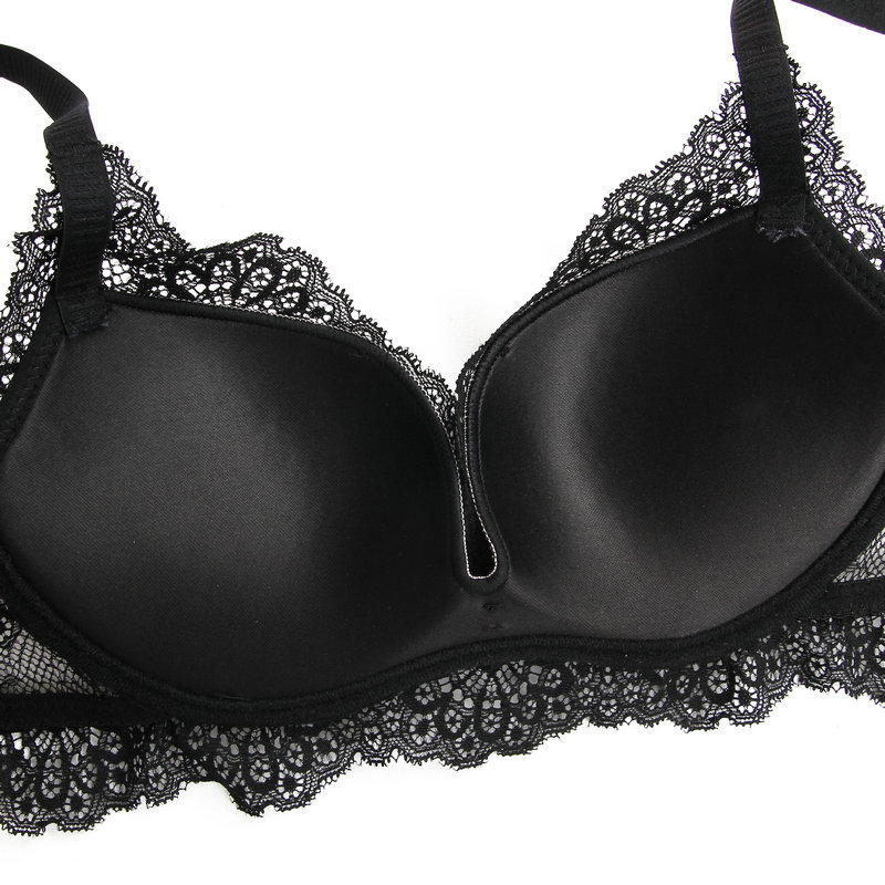 3285 # Vinifang New Sexy Lace Embroidery No Steel Ring Comfortable Gathering Underwear Bra Set_voghion.com