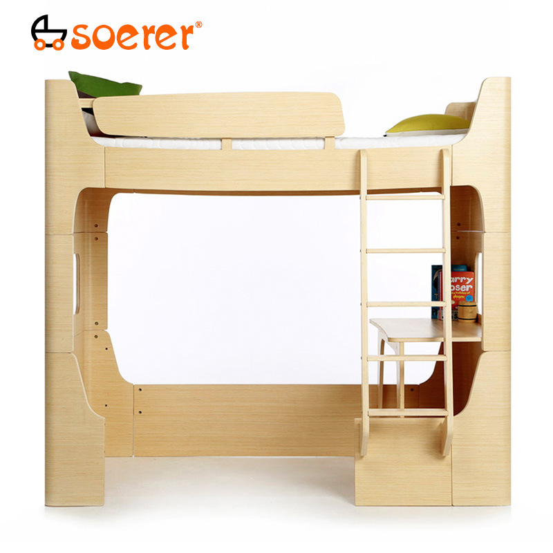 soerer Xerox children Teenagers adult White wax multi-storey solid wood double-deck study desk Bunk beds K3
