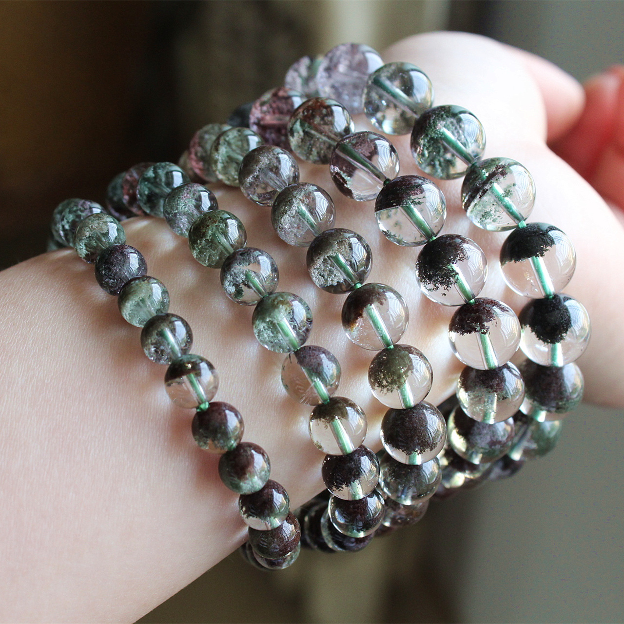 天然巴西红幽灵聚宝盆手链手串 红幽灵三级水晶饰品礼物 男女款