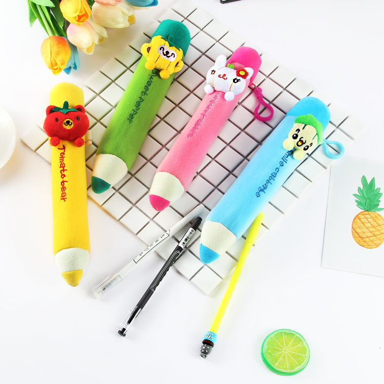 可爱便携毛绒卡通铅笔笔袋个性学生文具袋创意礼物礼品批发|ms