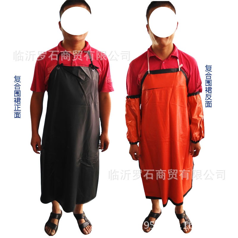 PVC橡塑胶皮防水围裙工业耐油耐酸碱红黑围腰渔业水产化工劳保