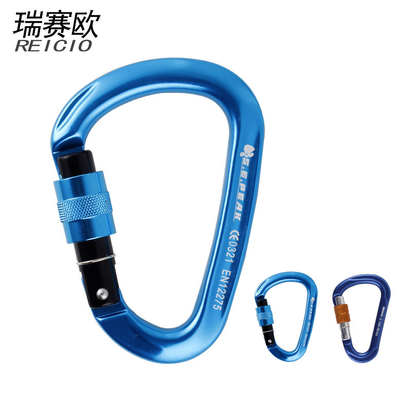 blue Pear-shaped Threaded Master Lock Climbing Safety buckle Aviation alloy 2800 kg . Taiwan origin