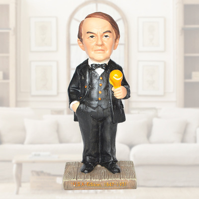 爱迪生卡通人物仿真摆件 中外名人树脂小摆件 家居创意装饰工艺品|ms