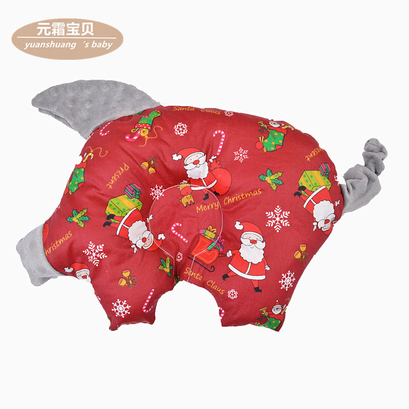 跨境专供 纯棉豆豆绒定型枕圣诞节枕头婴儿枕圣诞礼物宝宝枕头