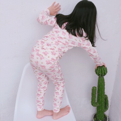spring and autumn With eyes closed girl fresh bow printing cotton Long sleeve Home Furnishings Pyjamas On behalf of