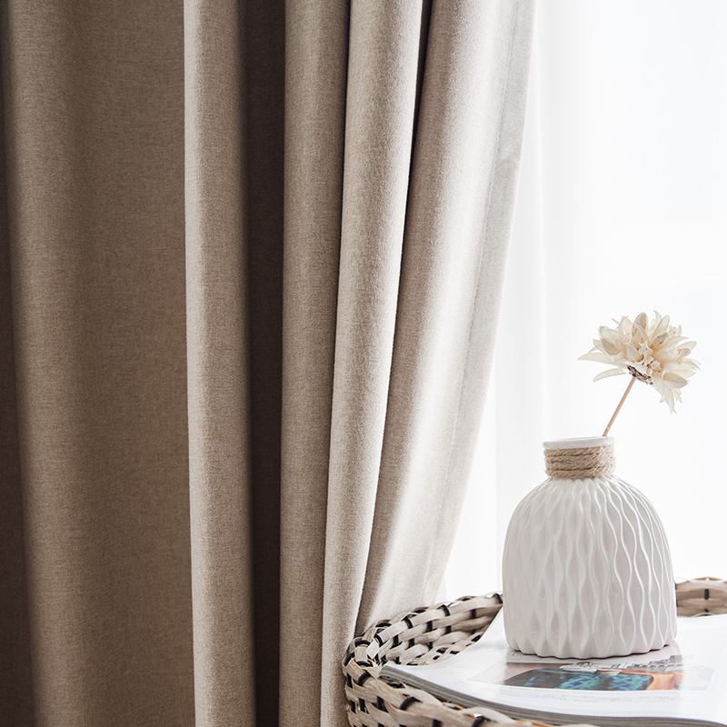 Northern Europe Modern simplicity Cotton and hemp style Solid to ground shading Curtains curtain finished product Manufactor Direct selling