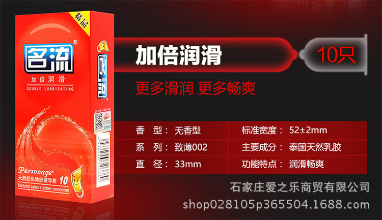 Ultra-Thin Latex Condoms 10-Pack, 52mm Lubricated, Spiral Texture — detail image 3