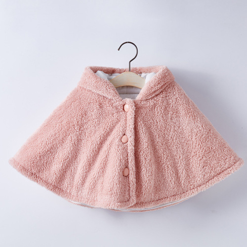 Baby quilted cloak autumn and winter new children's Korean version cartoon furry red panda thickened windproof hooded shawl