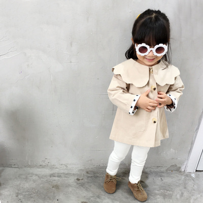 girl coat Mid length version Windbreaker Female baby coat 2018 spring and autumn new pattern spring clothes children Thin section Korean Edition