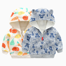 秋冬嬰幼兒夾克衛衣料拉鏈連帽小童加絨外套寶寶雙層衛衣工廠批發